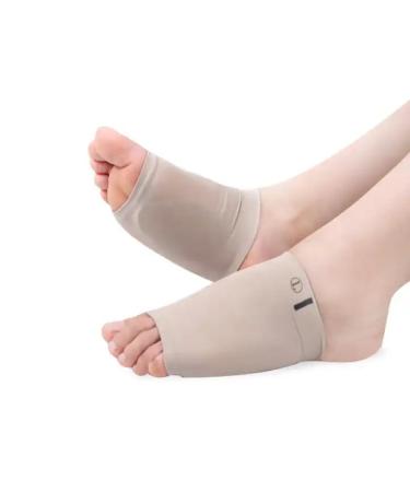 Jesata Compression Cushioned Arch Support Sleeves for Men & Women | Elastic Reusable Gel Pad Fabric Arch Socks | Ideal for Plantar Fasciitis Flat Feet Heel Spurs and High/Low Arches | 1PAIR (Gray)