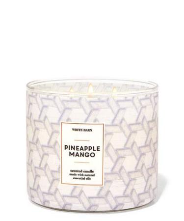 Bath and Body Works White Barn 3-Wick Candle w/Essential Oils - 14.5 oz - 2021 Fresh Spring Scents! (Pineapple Mango)