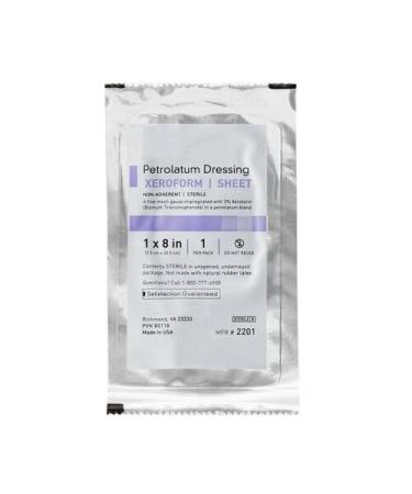 Xeroform Petrolatum Dressings - Sterile Wound Care Dressings for Healing 3% Bismuth Tribromophenate Solution Individually Wrapped Tan Color Sterile 1 in x 8 in 10 Pack Small