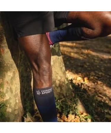 Thuasne Sport UP ACTIV Running Compression Socks - Degressive Ankle to Calf 39/42 L Blue/Coral - International Shipping Available - Buy Online on GoSupps.com