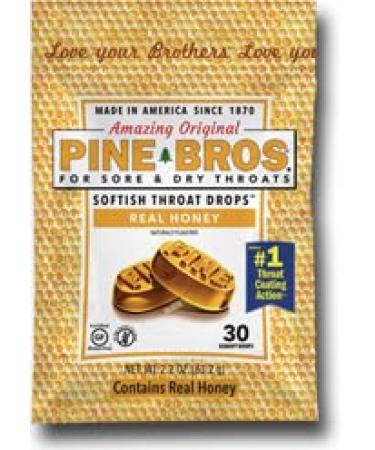 Pine Bros. Softish Throat Drops Value Size Honey - 30 Drops (Pack of 6)
