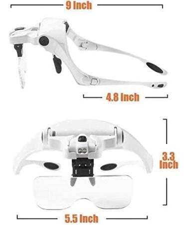 Petiarkit Headband Magnifier with LED Light Head Mounted Magnifying Glasses for Close Work 5 Clear Magnifying Lenses - Buy Online on GoSupps.com