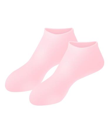 ANCLLO Silicone Moisturizing Socks Women Foot Spa Pedicure Silicone Socks for Cracked Feet Elastic Non Slip Multi Purpose Pink (M)