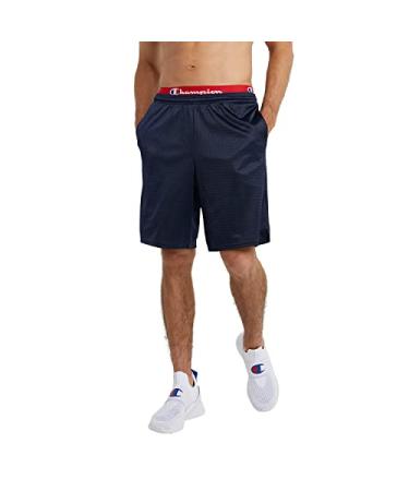 Champion Men's Mesh Shorts, Lined Mesh Basketball Shorts, Mesh Gym Shorts (Reg. or Big & Tall) Standard Large Navy C Patch Logo
