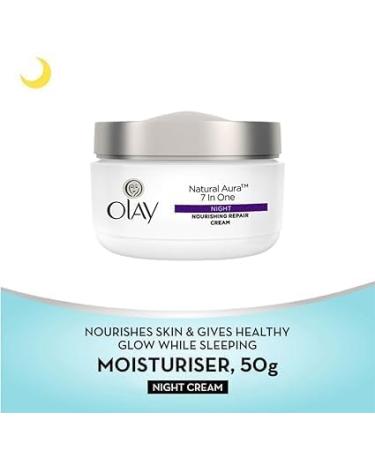O.lay Natural Aura Night Cream | Nourishing Anti-Aging Cream with Niacinamide & Vitamin E | Healthy Glow for All Skin Types | 50g - Buy Online on GoSupps.com