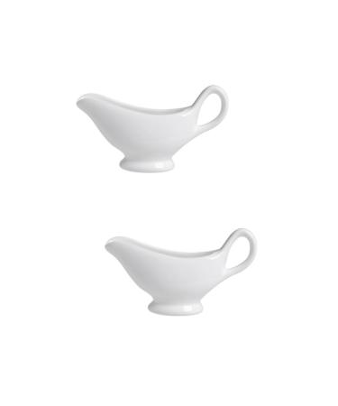 Zerodeko 2pcs Ceramic Juice Bucket Nonstick Pot Sauce Gravy Boat Honey Pitcher Sauce Dipping Bowl Glass Pots for Cooking on Gravy Boat with Handle White Ceramics Shaker Condiment Whitex2pcs 13X6.5X8.5CMx2pcs