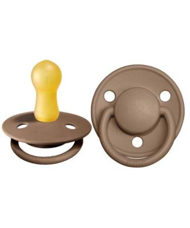 BIBS Pacifiers  De Lux | BPA-Free Natural Rubber Baby Pacifier | Made in Denmark | Set of 2 Soothers (Dark Oak, 6-18 Months Natural Rubber) 6-18 Month Natural Rubber Dark Oak