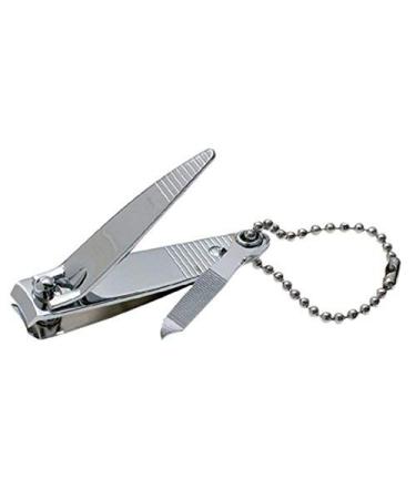 simply silver - 2 1/4 Mini Finger Nail Clipper Cutter Curved Edge w/Mini File & Key Chain