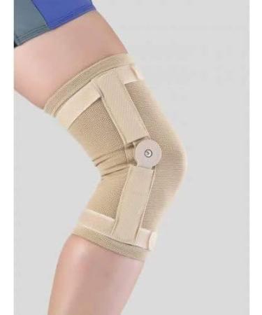 Knee Brace with Hinge Support Unisex Fit Beige (Large) Adjustable Support for Knee Sprain & Strain Arthritis