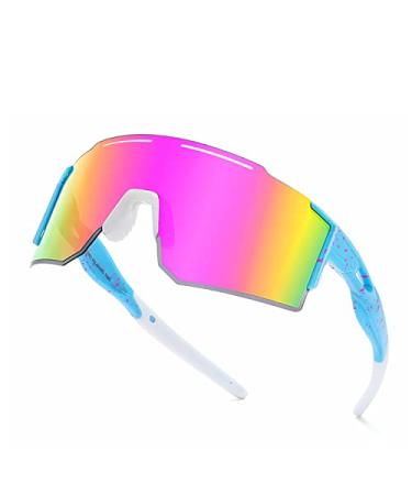 YUNBLL&KO Sports Sunglasses for Men Women, P-V Style Polarized UV400, Cycling Glasses for Baseball Fishing Running C8