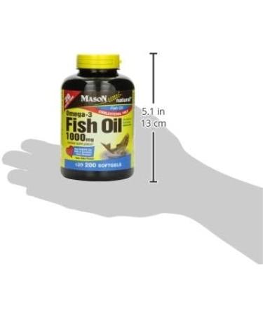 MASON NATURAL Fish Oil 1000mg | 300mg Omega-3 | Heart Health Support | Circulatory Function | Cardiovascular Health | 200 Softgels - Buy Online on GoSupps.com