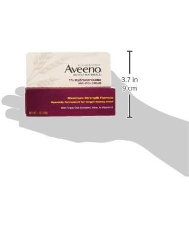 Aveeno Maximum Strength 1% Hydrocortisone Anti-Itch Cream - 1 Oz | Eczema, Psoriasis, Insect Bites Relief - Buy Online on GoSupps.com