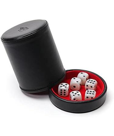 Luck Lab Black Leather Dice Cup with Lid & 6 Pearl Dice - Red Velvet Interior - Perfect for Board Games - Buy Online on GoSupps.com