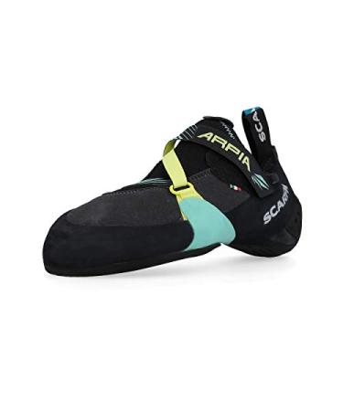 SCARPA Women's Arpia Rock Climbing Shoes for Sport Climbing and Bouldering - Low-Volume, Women's Specific Fit Black/Aqua 9-9.5 Women/8-8.5 Men