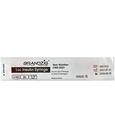 Brandzig Ultra-Fine Insulin Syringes 31G 1cc 5/16 - Pack of 120 - Buy Online on GoSupps.com