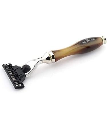 Premium Synthetic Hair Shaving Brush with Silver Tip & 3 Edge Razor - Ideal for Hair Care with Nickel Plated Stand - Buy Online on GoSupps.com