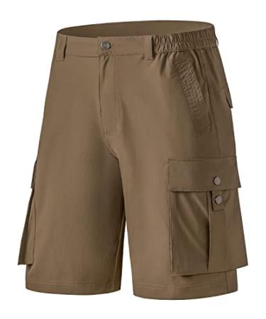 VAYAGER Men's Stretch Cargo Shorts Quick Dry Lightweight Shorts for Hiking Golf Travel Outdoor Casual Dark Khaki 3X-Large
