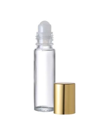 Roll on Refillable Perfume Bottle with Gold Cap Purse or Travel Size 1/3 oz. 10ml. INCLUDES 1 FREE 5ml. DROPPER FOR EASY FILLING