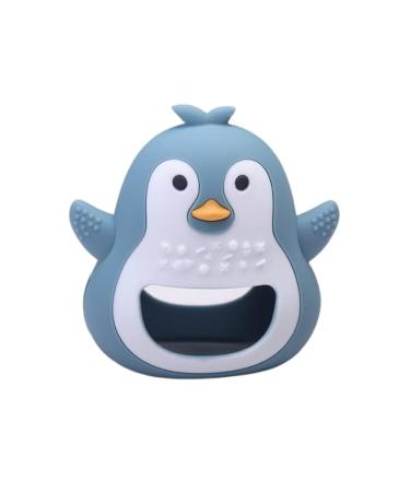 Stork Soothers Anti-Drop Penguin Teething Toys for Babies 6 M+ Easy to Hold Food Grade Silicone BPA Free Soothes Babies Sore Gums Helps Build Motor Skills Gum & Teeth Development (Blue)