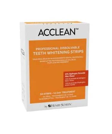 Acclean 10% Hydrogen Peroxide Teeth Whitening Strips Dissolvable Whitening Strips One (1) Box of 56 Dissolvable Teeth Whitening Strips