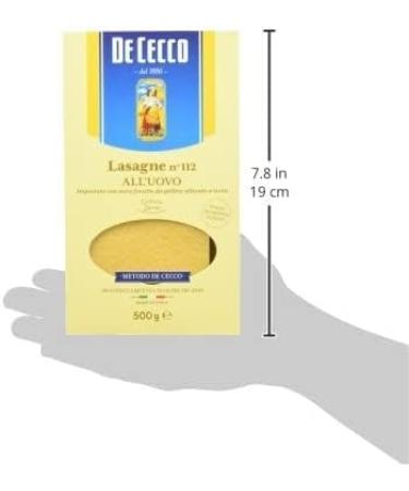  De Cecco Pack of 12 De Cecco 100% Italian lasagne pasta with egg (no. 112 pasta with egg 500g) - Buy Online on GoSupps.com