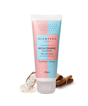 Glam.veda Rice & Ceramide Korean Glass Skin Peel off mask 100gm | For Flawless Skin & Radiant Skin Tone | paraben free
