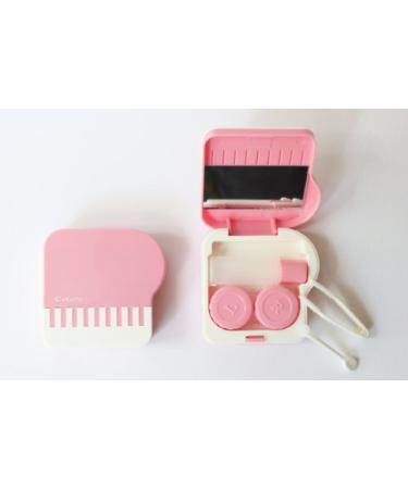 Contact Lens Case Storage Container Case Set Mirror Cute Piano Pink