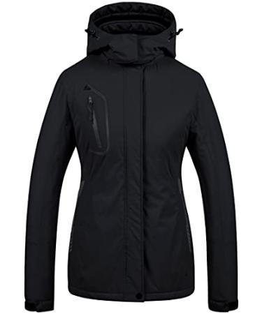 CREATMO US Women's Mountain Waterproof Ski Jacket Windproof Snowboarding Jacket Warm Winter Coat Raincoat X-Large Black