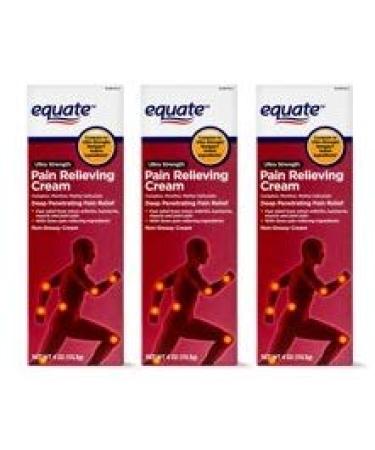 Equate Ultra Strength Pain Relieving Cream Muscle Rub 4-Ounce Tube (Pack of 3)