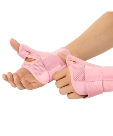 INSTINNCT Wrist Thumb Support Brace Fully Adjustable Thumb Brace for Men and Women Thumb Flexible Splint for Tendonitis and Thumb Pain & Injury Fits Both Right Hand and Left Hand Coral Rose (Pair) Coral Rose(Pair) One Size