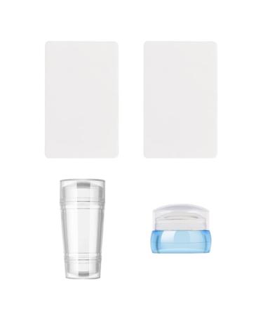 Lurrose manicure tools tool 2sets nail art stamper clear silicone stamp transparent jelle nail stamper double end nail art stamping with lid manicure tools nail accessories