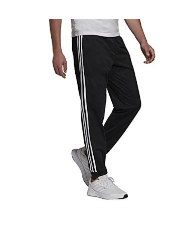 adidas Men's Aeroready Essentials Tapered Cuff Woven 3-Stripes Pants Large Black/White