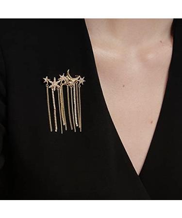 Pin Jewelry Gifts for Women Ladies Fashion Elegant Accessories Stars Moon Inlaid Crystal Long Tassel Brooch Luxury Wedding Banquet Brooch Jewelry Brooches & Pins - Buy Online on GoSupps.com
