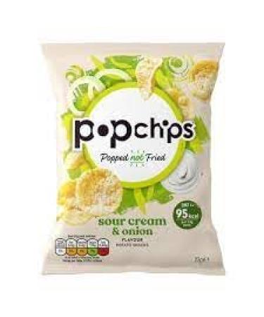 Popchips Sour Cream & Onion Popped Never Fried Potato Chips Crisps 23g (24 Bags)