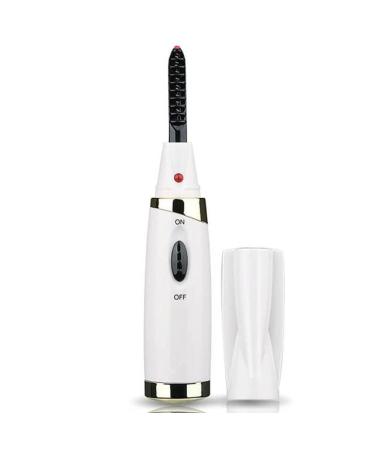 Mini Heated Eyelash Curler Electric Mascara Long Lasting Eye Lashes Curling Cosmetic Beauty Instrume Eyelash Styling Makeup Tool White