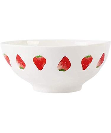 Bowl Snack Dip Bowls Dishware Household Ceramic Rice Bowl Strawberry 6 inch Noodle Bowl Creative Cute Large Capacity Salad Bowl Compatible with Kitchen Restaurant Gifts