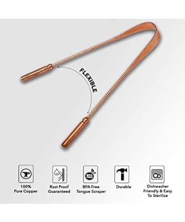 White Leaf 100% Pure Copper Tongue Scraper Pack of 2 for Adults - Natural Cleaner with Firm Grip & Travel Case - Dental Health and Fresh Breath - Buy Online on GoSupps.com