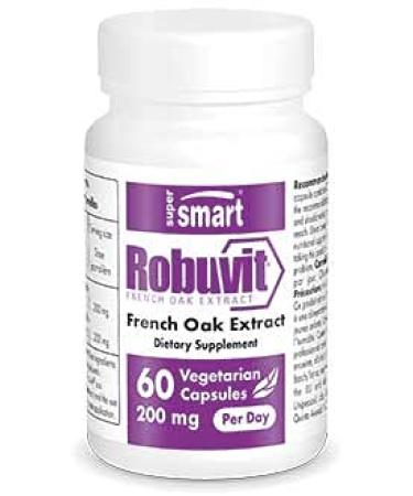Supersmart - Robuvit (French Oak Wood Extract) 200 mg per Day - Energy Supplement - Combats Fatigue & Stress - Improves Mood & Wellness - Antioxidant | Non-GMO & Gluten Free - 60 Vegetarian Capsules