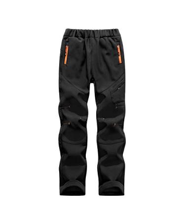 LANBAOSI Boys Girls Kids Snow Pants Toddler Fleece Lined Hiking Ski Pants Waterproof Insulated Outdoor Trousers with Pockets Black 6