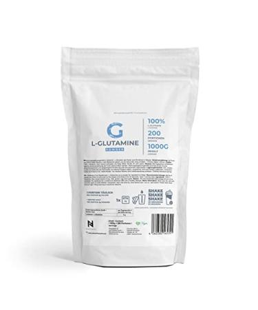 NF24 L-Glutamine Powder 1Kg | Tasteless without additives in a plastic-free stand-up pouch | 100% pure L-Glutamine