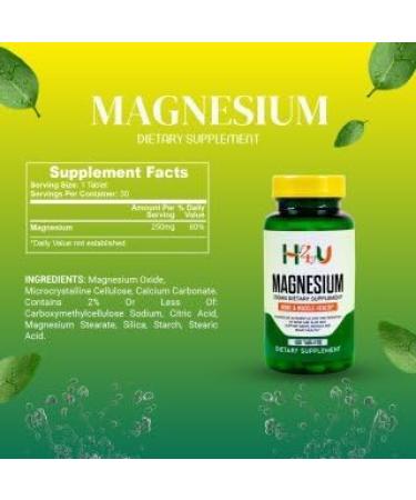H4U - 4 TOP CARE Magnesium Bone & Muscle Health Dietary Supplement Tablets 250 mg 100 Count - Buy Online on GoSupps.com