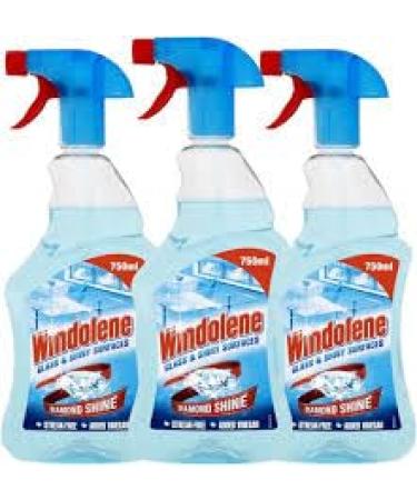 Windolene Glass Cleaner Spray 750ml (Pack of 3) | Glass Surfaces Gleaming | Crystal Clear Results | Spotless Windows and Mirrors Every Time | Ready to Sparkle Glass Cleaner Spray 750 ml (Pack of 3)