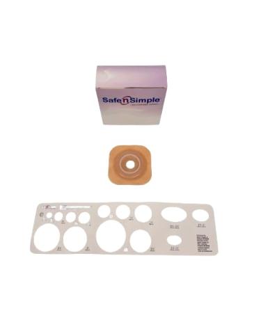 Safe n Simple 4 1/4" x 4 1/4" 2-Piece Ostomy Wafers with Tape Collar - Standard Wear Flat 1 3/4" Flange 1 1/8" Pre Cut Beige - Ostomy Supplies - Ostomy Wafer - Ostomy Care Products - 10 Count 4 1/4" x 4 1/4" Flange 1 1/8" Standard - Flat