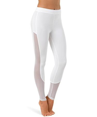 Balera Leggings Girls Pants for Dance with Mesh Ankle Length Bottoms Small  White