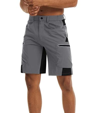 Surenow Men's Hiking Cargo Shorts Lightweight Quick-Dry Shorts Summer Outdoor Fishing Shorts Camping Travel Shorts for Men Grey Large