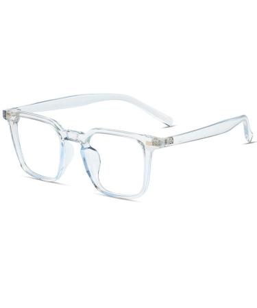 PARWANA New Eyewear Reading Glasses Anti Eye Strain Computer Readers Large Square Flat Light Mirror for Women/Men +350 Blue