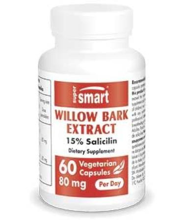 Supersmart - Willow Bark Extract 80 mg Per Day (15% Salicin) - General Health - Plant Extract Supplement | Non-GMO & Gluten Free - 60 Vegetarian Capsules