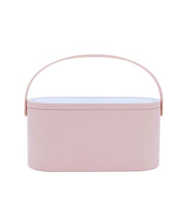 ZOOEYBEAR 3-in-1 Cosmetic Makeup Storage Box - Ideal for Travel or Home - Vanity Mirror with Battery/USB Powered LED Light (Pink)