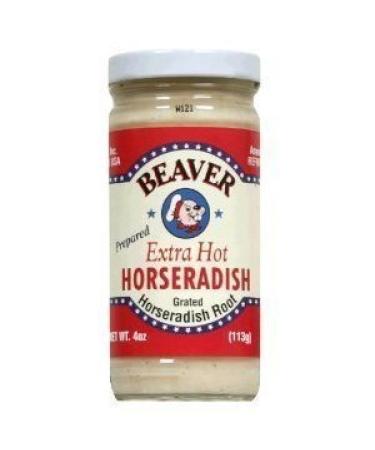 Beaver Brand Extra Hot Horseradish 4 oz glass jar (Pack of 3)