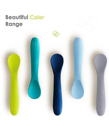 bbl v Spo n - 5 Silicone Baby Spoons - Toddler Spoons Silicone Spoon for Self Feeding and Baby Led Weaning Food-Grade Silicone BPA Free Dishwasher Safe (Blue) - Buy Online on GoSupps.com
